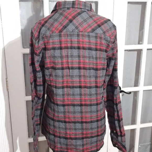 NWT CQR Gears Tactical Series Womens Red Gray Plaid Flannel Button Down Shirt M - Picture 2 of 5